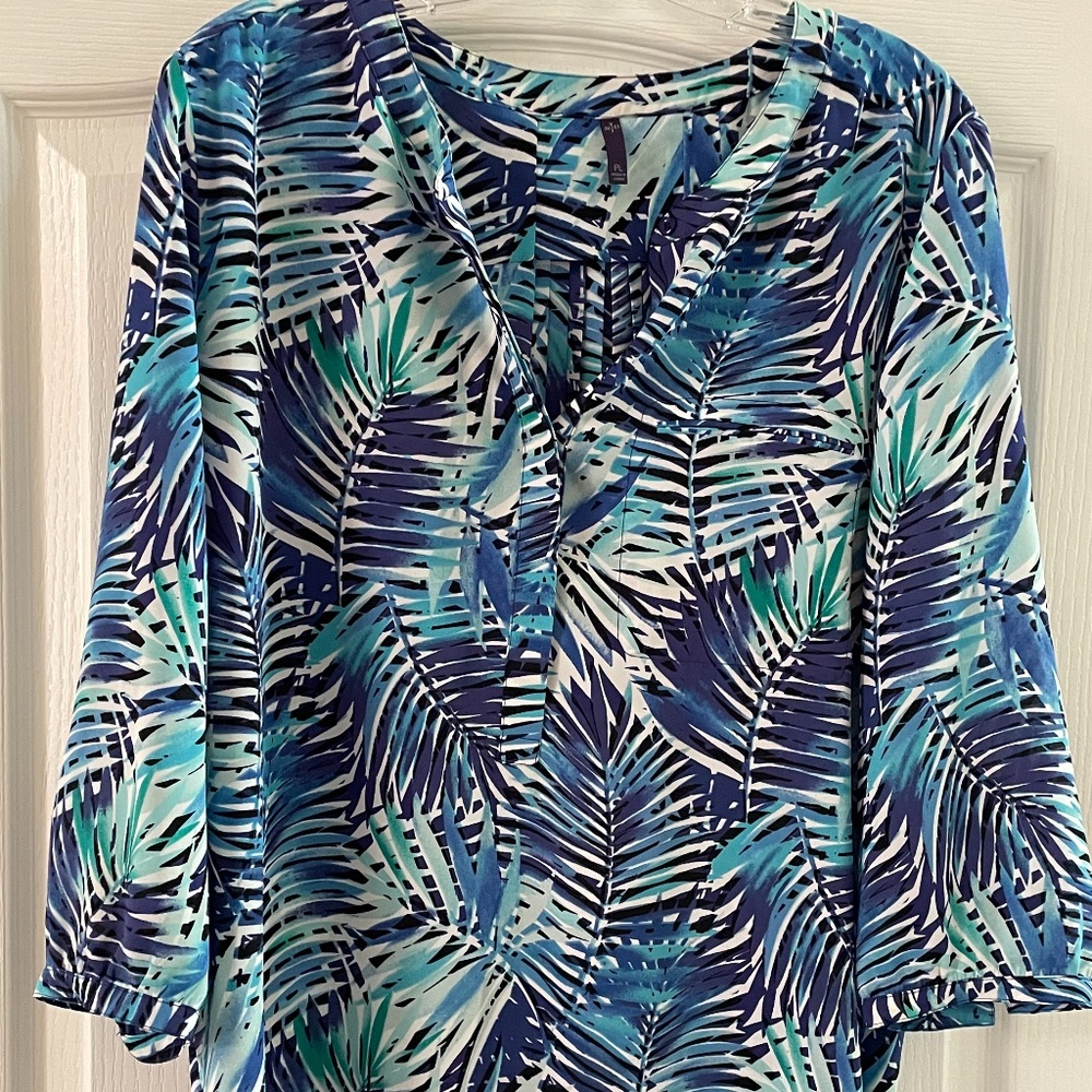 NYDJ Airy Crepe Pintuck Pleated Blouse